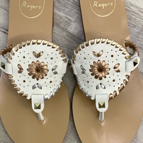 Jack Rogers Shoes - Jack Rogers Georgica Thong Sandals -White Metallic